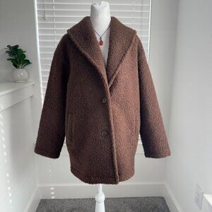 Madewell Brown Pebbled Faux Shearling Shawl Collar Coat 🟤 | Vintage-Inspired